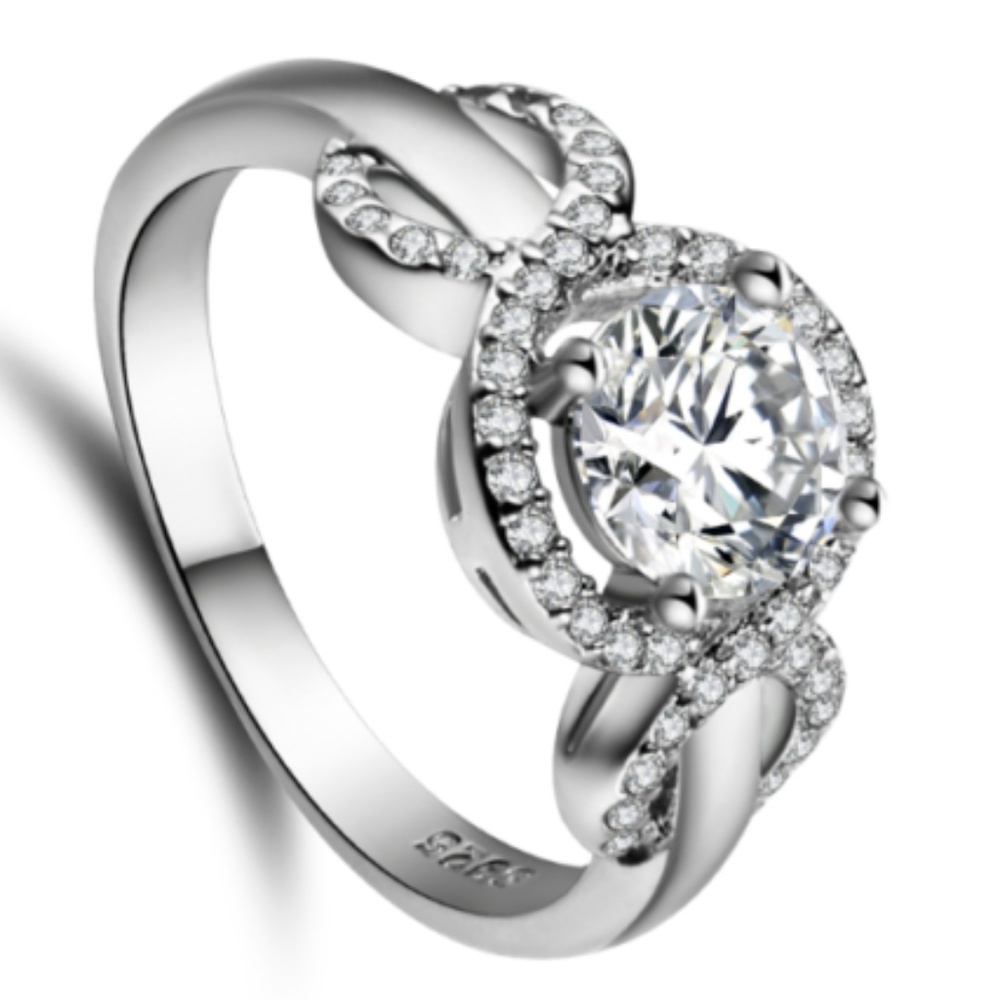 925-solid-Silver-White-Sapphire-Ring-Size 4.5